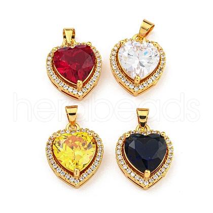 Rack Plating Brass Micro Pave Cubic Zirconia Pendants KK-H469-02G-1