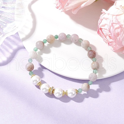 Natural Green Aventurine and Amethyst Beaded Bracelets for Women BJEW-JB11932-03-1