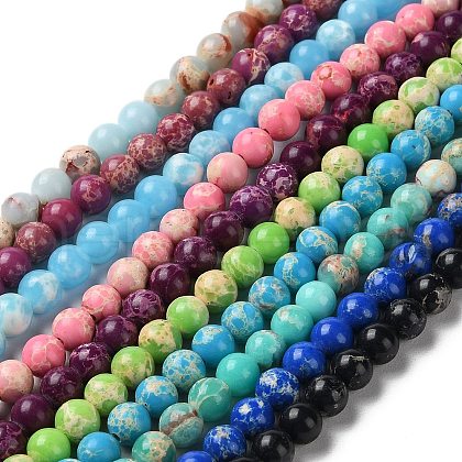Synthetic Imperial Jasper Dyed Beads Strands G-D077-A01-01-1