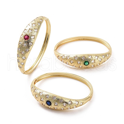Cubic Zirconia Star Hinged Bangle BJEW-F445-04G-1