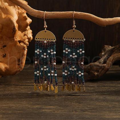 Bohemian Style Flower Glass Bead Handmade Dangle Earrings ZK4916-3-1