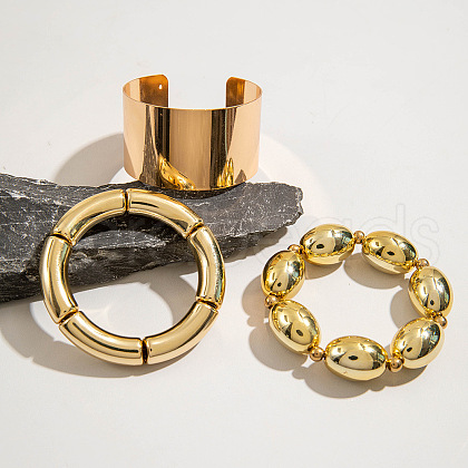 Oval Alloy & Iron & CCB Plastic Bangles Set FS-WGB93A7-09-1