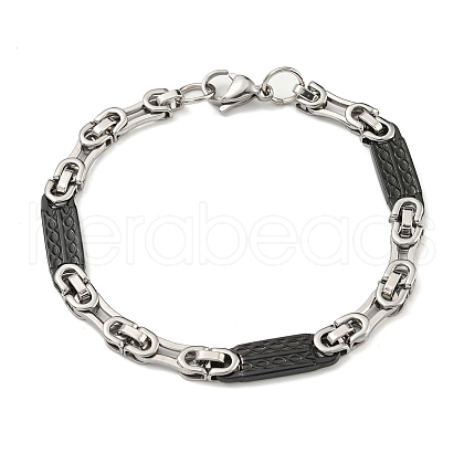 Two Tone 304 Stainless Steel Oval Link Chain Bracelet BJEW-B078-23BP-1