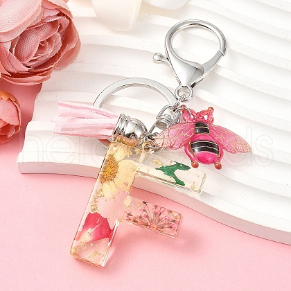 Resin & Acrylic & Faux Suede Tassel Keychain KEYC-YW00125-06-1