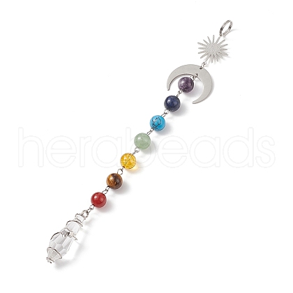 7 Chakra Gemstone Beaded Pendant Decorations HJEW-JM00797-02-1