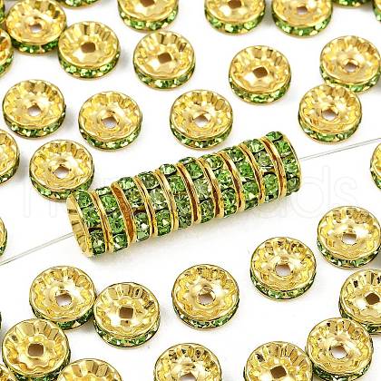Brass Grade A Rhinestone Spacer Beads RSB039NF-10G-1