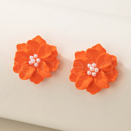 Flower Alloy Resin Stud Earrings FS-WG5AFB8-05-1