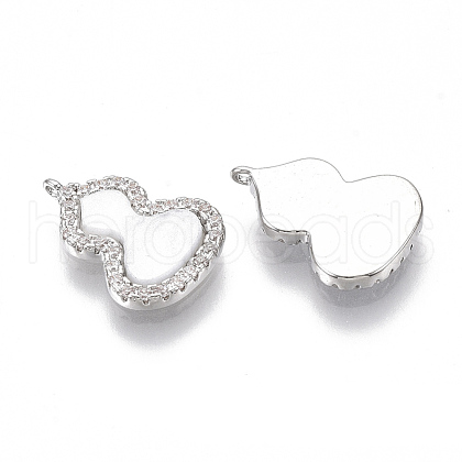 Brass Micro Pave Clear Cubic Zirconia Charms KK-S355-007P-NF-1