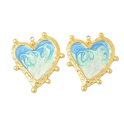 304 Stainless Steel Enamel Pendants STAS-V015-60G-02-1