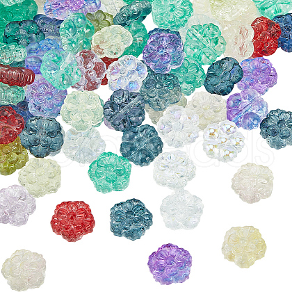 SUNNYCLUE 100Pcs Spray Painted Transparent Glass Beads GLAA-SC0002-40-1