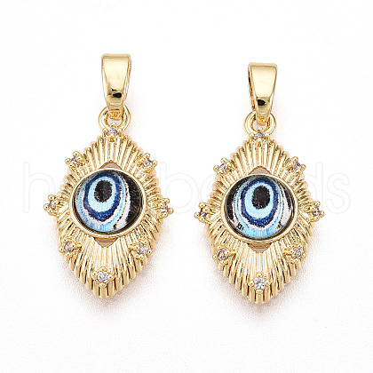 Brass Glass Pendants KK-T070-67A-1
