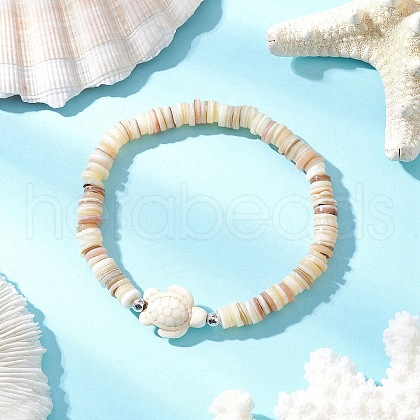 Natural Cultured Freshwater Pearl and Synthetic Turquoise Beads Stretch Bracelets BJEW-JB11875-01-1