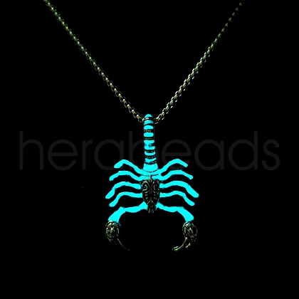 Luminous Glow in the Dark Alloy Scorpio Pendant Necklaces PW-WG90861-03-1