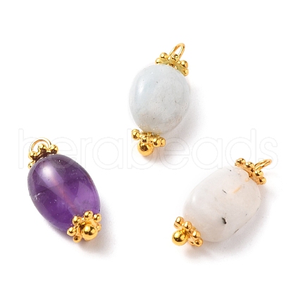 Natural Morganite & Amethyst & White Moonstone Gemstone Pendants PALLOY-JF00553-1