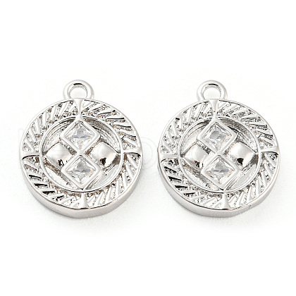 Brass Micro Pave Cubic Zirconia Charms KK-E090-31P-1