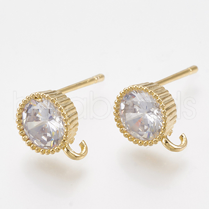 Brass Cubic Zirconia Stud Earring Findings KK-T035-02-1