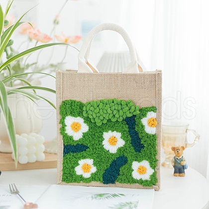 DIY Moss Linen Bag Punch Embroidery Kits for Beginners PW-WGA8A15-03-1