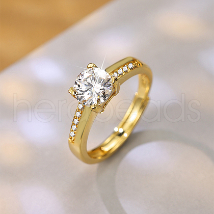 925 Sterling Silver Pave Cubic Zirconia Adjustable Finger Rings UQ5110-1