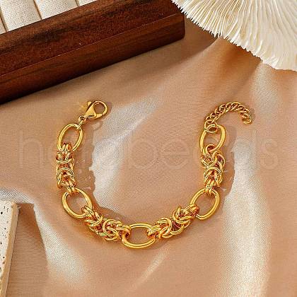 304 Stainless Steel Oval Link Chain Bracelets for Women BJEW-C104-01D-G-1