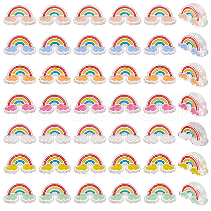   42Pcs 7 Colors Transparent Acrylic Enamel Beads OACR-PH0004-15-1