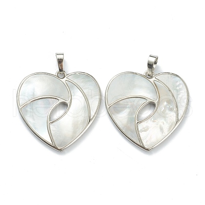 Natural White Shell Pendants SSHEL-L019-09B-P-1
