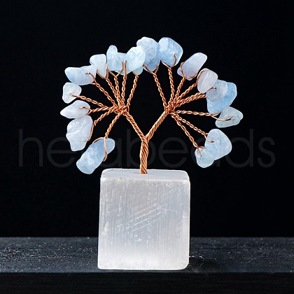 Natural Aquamarine Chips Tree of Life Decorations PW-WG21303-09-1