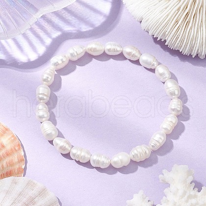 Natural Pearl Beads Stretch Bracelets for Women BJEW-JB11321-1