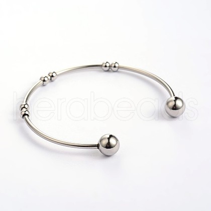 Tarnish Resistant 304 Stainless Steel Cuff Torque Bangles BJEW-L523-67P-1