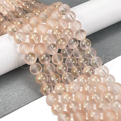 Frosted Transparent Glass Bead Strands X1-GLAA-P065-8mm-05-1