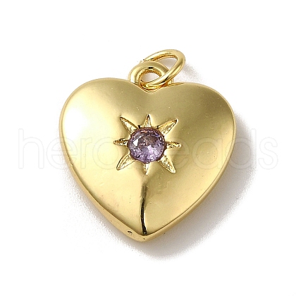 Rack Plating Brass Micro Pave Cubic Zirconia Pendants KK-R158-01D-G-1