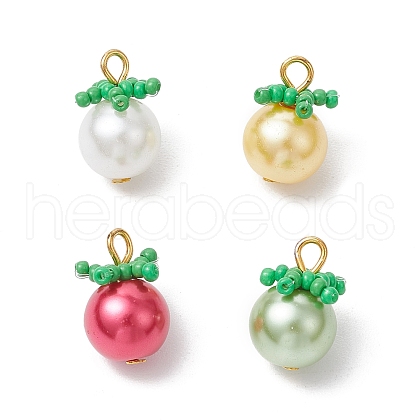 4Pcs 4 Colors Glass Pearl Pendants PALLOY-MZ00745-1