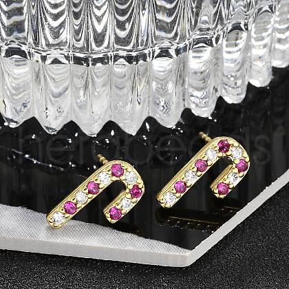 Christmas Rack Plating Brass Cubic Zirconia Stud Earrings EJEW-K245-55C-G-1
