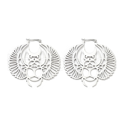 Non-Tarnish 304 Stainless Steel Bat Hoop Earrings for Women EJEW-R156-08P-1