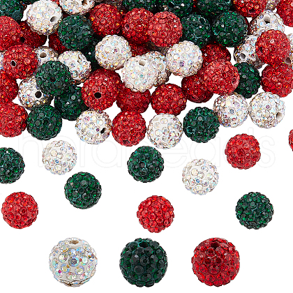   120Pcs 3 Colors Pave Disco Ball Beads RB-PH0001-42-1