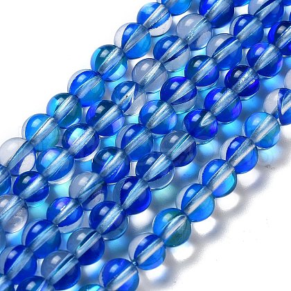 Synthetic Moonstone Beads Strands G-P528-J01-18-1