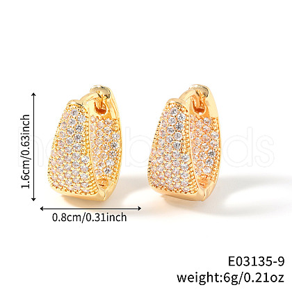 Brass Cubic Zirconia U-shaped Hoop Earrings YK3626-4-1