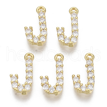 Brass Micro Pave Cubic Zirconia Charms KK-T060-05-J-G-NF-1