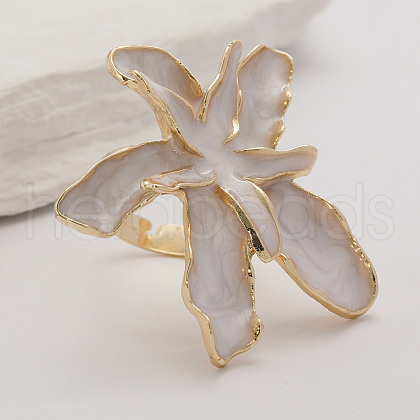 Elegant Zinc Alloy Flower Adjustable Cuff Statement Rings for Women VY2870-2-1