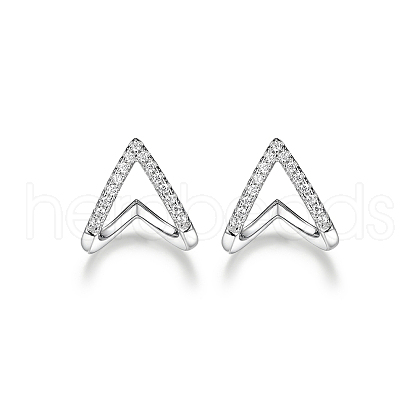 S925 Silver Micro-Inlaid Zircon Triangle Stud Earrings Simple Fashion Accessories GY6327-1