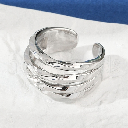 Brass Adjustable Open Cuff Rings for Women RJEW-C129-02P-1