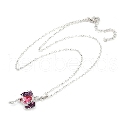 Alloy and Glass Pendant Necklaces PW-WG44FA7-01-1