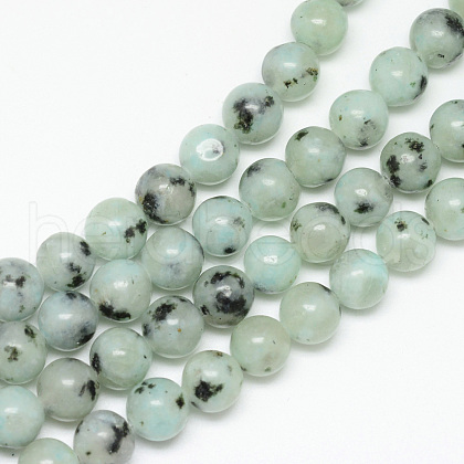 Natural Sesame Jasper/Kiwi Jasper Bead Strands X-G-R345-8mm-28-1