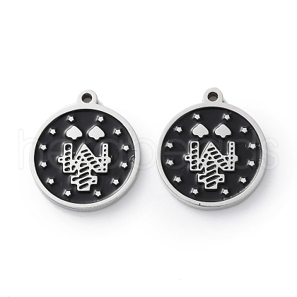 304 Stainless Steel Black Enamel Charms STAS-M102-17P-05-1