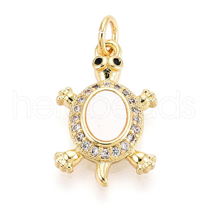 Brass Micro Pave Clear Cubic Zirconia Pendants KK-N268-14G-1