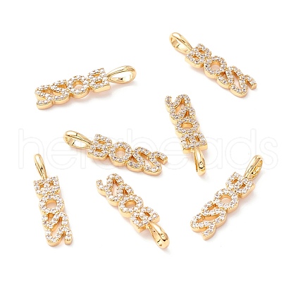 Brass Micro Pave Clear Cubic Zirconia Pendants ZIRC-Z019-37G-NR-1