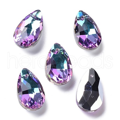 Faceted Teardrop Glass Pendants GLAA-O008-A22-1
