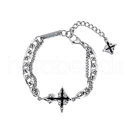 Stylish Dark Cross Stainless Steel Link & Charm Bracelets PW-WGB6681-01-1