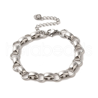 304 Stainless Steel Rectangle Link Chain Bracelets BJEW-Q776-04P-1