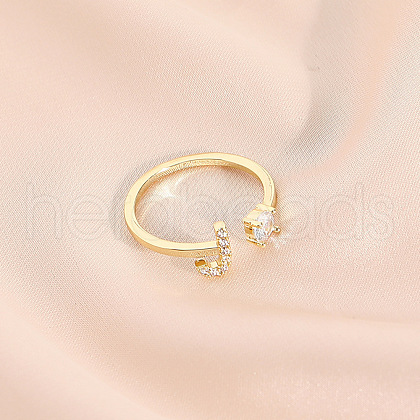 Fashionable Brass Cubic Zirconia Cuff Rings FS-WG4936F-20-1