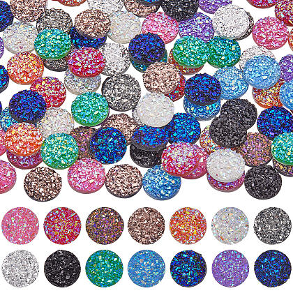 SUNNYCLUE 140Pcs 14 Colors Druzy Resin Decoden Cabochons RESI-SC0005-55-1
